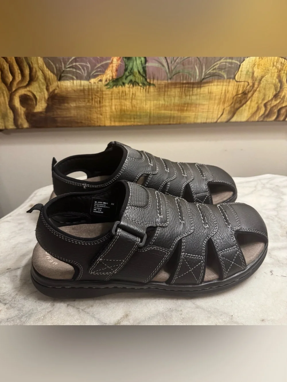 Dockers Men's Black Memory Foam Searose Fisherman-Style Sandals, Size 8 M, New!